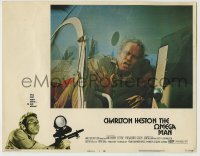 5b830 OMEGA MAN LC #1 1971 c/u of wounded Charlton Heston in helicopter spinning out of control!