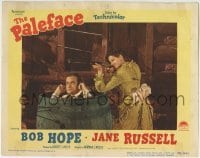5b837 PALEFACE LC #8 1948 Bob Hope in barrel holding his ears by sexy Jane Russell aiming rifle!