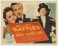 5b380 RAFFLES TC 1939 dapper jewel thief David Niven alone & with Olivia De Havilland!