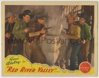 5b862 RED RIVER VALLEY LC R1944 Gene Autry with gun drawn about to encounter three bad guys!