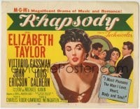 5b390 RHAPSODY TC 1954 Elizabeth Taylor, Vittorio Gassman, magnificent drama of romance & music!