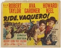 5b392 RIDE, VAQUERO TC 1953 outlaw Howard Keel & beauty Ava Gardner have a dangerous love!
