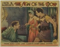 5b882 SIGN OF THE CROSS LC 1932 incredible image of Claudette Colbert, Laughton & Fredric March!