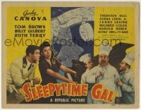 5b423 SLEEPYTIME GAL TC 1942 full-length artwork of Judy Canova in pajamas by alarm clock!