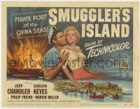 5b426 SMUGGLER'S ISLAND TC 1951 art of Jeff Chandler & sexy Keyes, Pirate Port of the China Seas!