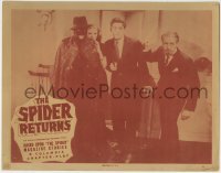 5b894 SPIDER RETURNS LC #8 R1940s great close up of the masked hero wearing web cape with co-stars!