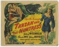 5b451 TARZAN & THE HUNTRESS TC 1947 art of Johnny Weissmuller, Brenda Joyce & Johnny Sheffield!