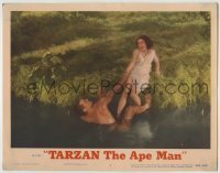5b919 TARZAN THE APE MAN LC #5 R1954 Johnny Weismuller pulls Maureen O'Sullivan into the water!