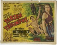 5b454 TARZAN TRIUMPHS TC 1943 great art of Johnny Weissmuller, Frances Gifford & Sheffield!