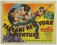 5b455 TARZAN'S NEW YORK ADVENTURE TC R1948 great art of Johnny Weissmuller & Maureen O'Sullivan!