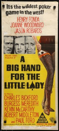 5c564 BIG HAND FOR THE LITTLE LADY Aust daybill 1966 Henry Fonda, Joanne Woodward, wildest poker game!