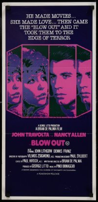 5c576 BLOW OUT Aust daybill 1981 John Travolta, Brian De Palma, the edge of terror!