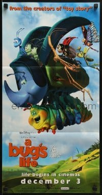 5c589 BUG'S LIFE advance Aust daybill 1998 Disney, Pixar, close-up of ant peeking through leaf!