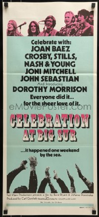 5c604 CELEBRATION AT BIG SUR Aust daybill 1971 celebrate with Joan Baez, Crosby, Stills, Nash & Young!
