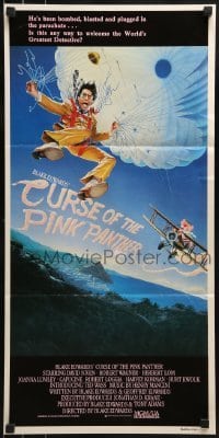5c628 CURSE OF THE PINK PANTHER Aust daybill 1983 David Niven, wacky artwork of parachute!