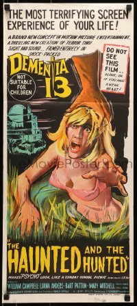 5c638 DEMENTIA 13 Aust daybill 1963 Coppola, The Haunted & the Hunted, horror art!