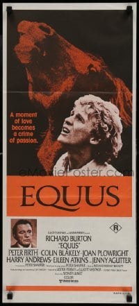5c658 EQUUS Aust daybill 1977 Richard Burton, Peter Firth, a crime of passion!
