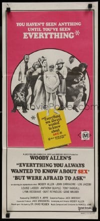 5c661 EVERYTHING YOU ALWAYS WANTED TO KNOW ABOUT SEX Aust daybill 1972 Woody Allen, Carradine!