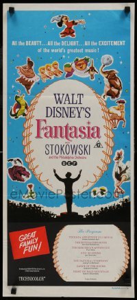 5c665 FANTASIA Aust daybill R1970s images of Mickey Mouse & others, Disney musical cartoon classic!
