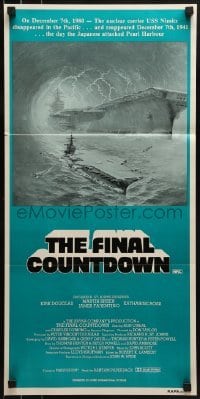 5c670 FINAL COUNTDOWN Aust daybill R1980s cool sci-fi artwork of the U.S.S. Nimitz aircraft carrier!