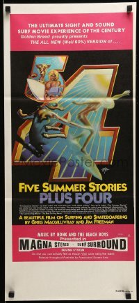 5c674 FIVE SUMMER STORIES PLUS FOUR Aust daybill 1976 really cool surfing artwork by Rick Griffin!