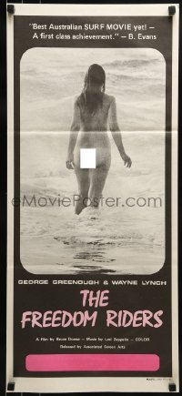 5c680 FREEDOM RIDERS Aust daybill 1972 completely naked Aussie surfer girl, black border design!