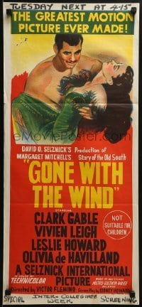 5c690 GONE WITH THE WIND Aust daybill R1961 romantic close up of Clark Gable & Vivien Leigh!