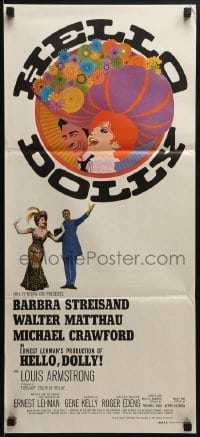 5c714 HELLO DOLLY Aust daybill 1970 art of Barbra Streisand & Walter Matthau by Richard Amsel!