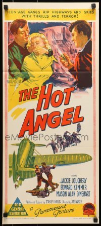 5c720 HOT ANGEL Aust daybill 1958 Richardson Studio artwork of teenage hot rod rebel gangs!
