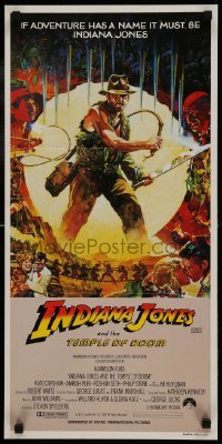 5c731 INDIANA JONES & THE TEMPLE OF DOOM Aust daybill 1984 art of Harrison Ford by Mike Vaughan!