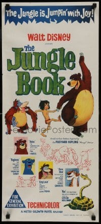 5c742 JUNGLE BOOK Aust daybill 1968 Walt Disney cartoon classic, great image of Mowgli & friends!