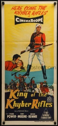 5c745 KING OF THE KHYBER RIFLES Aust daybill 1954 artwork of British soldier Tyrone Power!