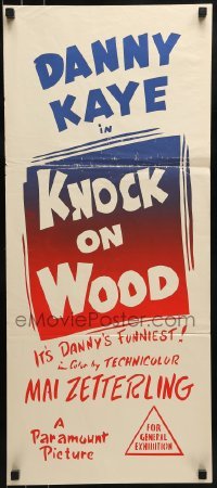 5c748 KNOCK ON WOOD Aust daybill R1960s different art design, Danny Kaye - it's his funniest!