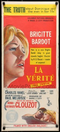 5c750 LA VERITE Aust daybill 1961 super sexy Brigitte Bardot, Henri-Georges Clouzot!