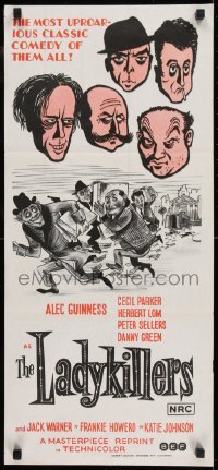 5c753 LADYKILLERS Aust daybill R1972 cool art of guiding genius Alec Guinness, gangsters!