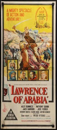 5c754 LAWRENCE OF ARABIA Aust daybill 1963 David Lean classic art of Peter O'Toole!