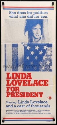 5c756 LINDA LOVELACE FOR PRESIDENT Aust daybill 1975 Micky Dolenz, wacky sexy image, different!