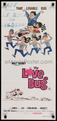 5c764 LOVE BUG Aust daybill R1970s Disney, Dean Jones drives Volkswagen Beetle race car Herbie!