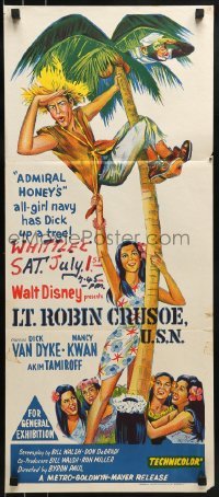 5c768 LT. ROBIN CRUSOE, U.S.N. Aust daybill 1966 Disney, Dick Van Dyke chased by island babes!
