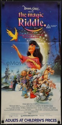 5c770 MAGIC RIDDLE Aust daybill 1991 Cinderella, Pinocchio, Snow White, Little Red Riding Hood!