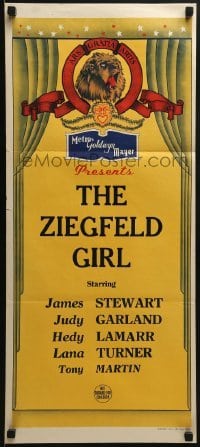 5c784 MGM Aust daybill 1940s The Ziegfeld Girl, Stewart, Garland, Lamarr, wacky MGM lion art!