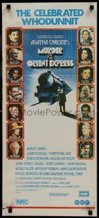 5c791 MURDER ON THE ORIENT EXPRESS Aust daybill 1975 Christie, art of train and images of cast!