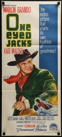 5c822 ONE EYED JACKS Aust daybill 1961 great art of star & director Marlon Brando!