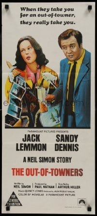 5c829 OUT-OF-TOWNERS Aust daybill 1970 Jack Lemmon, Sandy Dennis, written by Neil Simon!