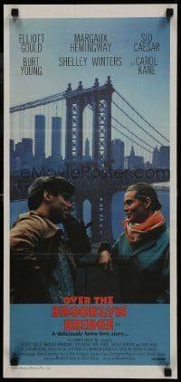 5c831 OVER THE BROOKLYN BRIDGE Aust daybill 1984 wacky Elliott Gould, Margaux Hemingway, cool art!