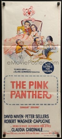 5c849 PINK PANTHER Aust daybill 1964 wacky art of Peter Sellers & David Niven by Jack Rickard!