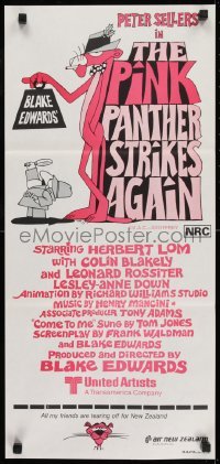5c851 PINK PANTHER STRIKES AGAIN Aust daybill 1976 Peter Sellers is Inspector Jacques Clouseau!