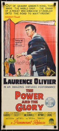 5c859 POWER & THE GLORY Aust daybill 1961 Laurence Olivier, from Graham Greene's novel!