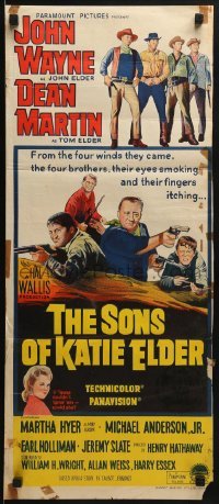5c911 SONS OF KATIE ELDER Aust daybill 1965 line up of John Wayne, Dean Martin & more + Martha Hyer!