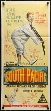 5c913 SOUTH PACIFIC Aust daybill 1959 art of Mitzi Gaynor, Rodgers & Hammerstein musical!